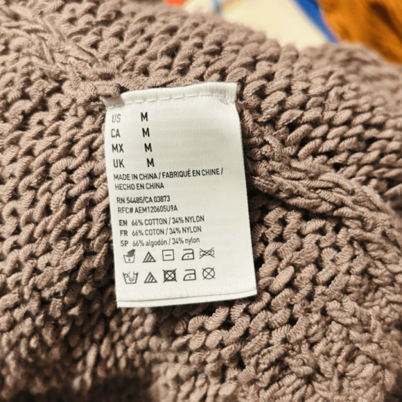 American Eagle Cardigan Sweater Women’s M Open Front Drape Knit Fringe Hem - Picture 5 of 5